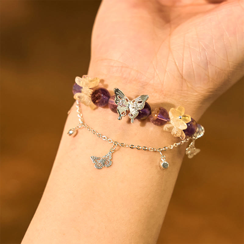 8 mm lila Phantom-Amethyst-Weisheitsarmband für Damen