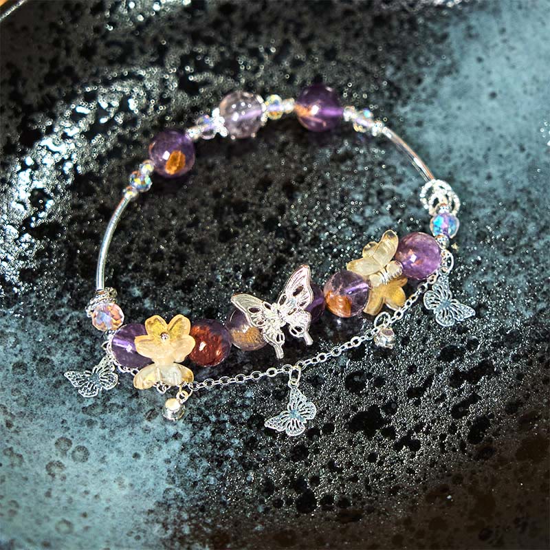 8 mm lila Phantom-Amethyst-Weisheitsarmband für Damen