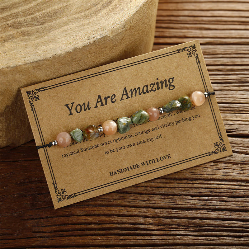 14-24cm Rhyolite Sun Stone Positive Energy Bracelet