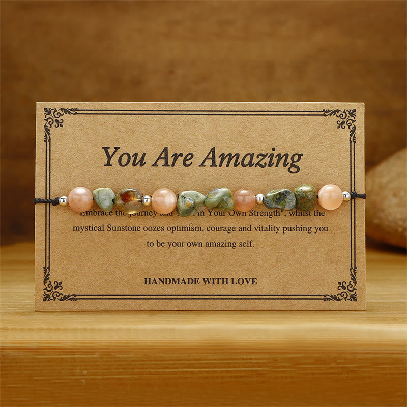 14-24cm Rhyolite Sun Stone Positive Energy Bracelet