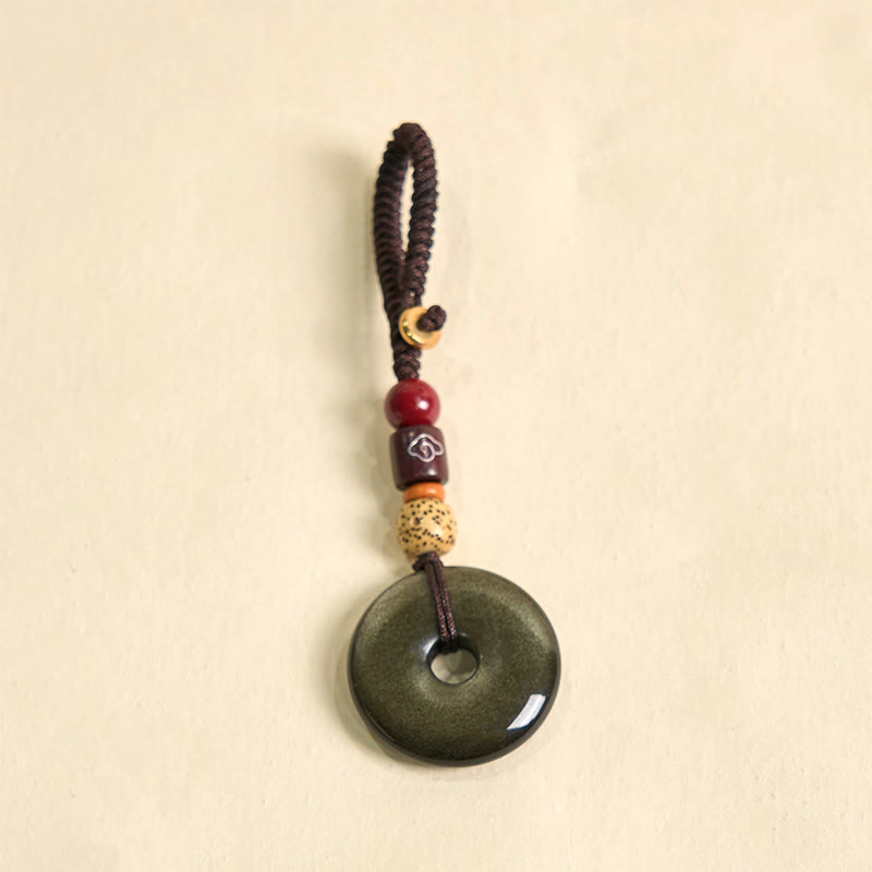Gold Sheen Obsidian Peace Buckle Keychain for Protection