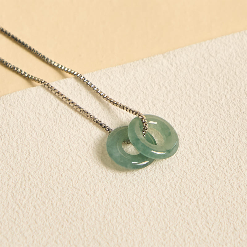 Jade Necklace Pendant with Double Peace Buckle for Prosperity