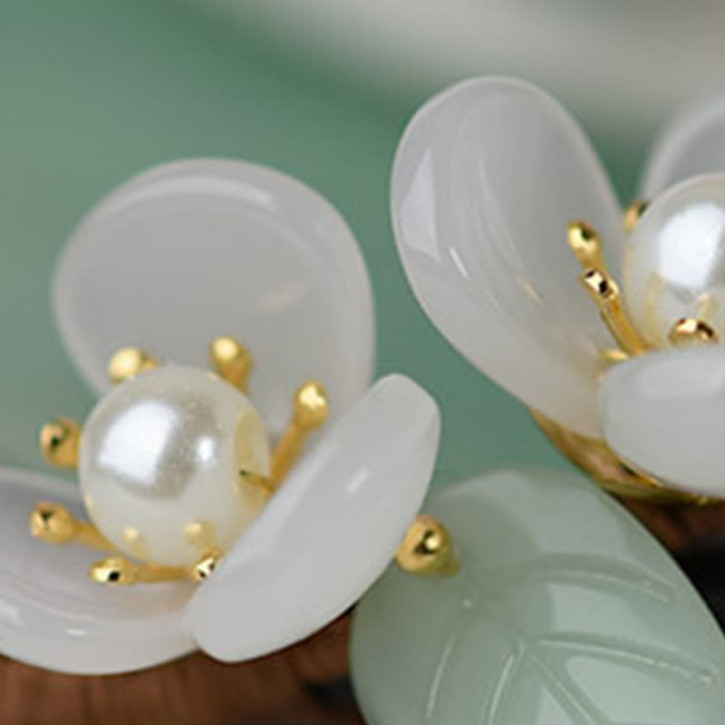 Magnolia Pearl Spiritual Protection Hairpin with Grain Wood