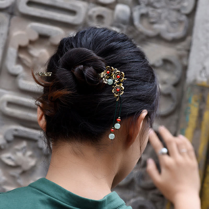 Green Aventurine and Red Agate Soothing Hairpin 16cm