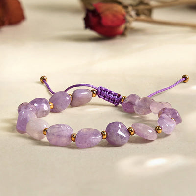 6–10 mm Amethyst-Balance-Armband mit unregelmäßig geformter Schnur