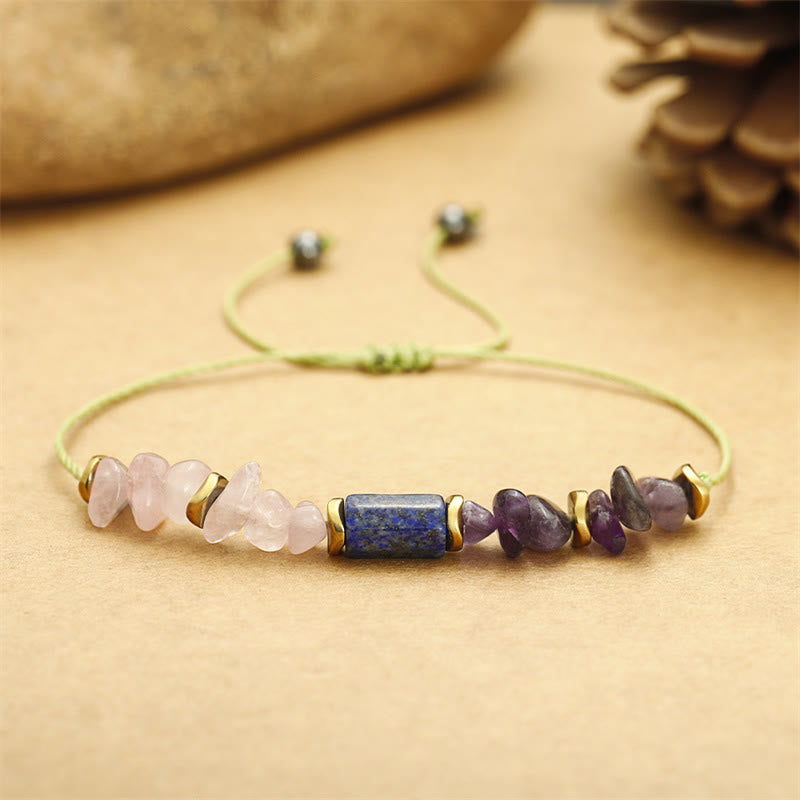 Amethyst Rose Quartz Lapis Lazuli Healing Bracelet