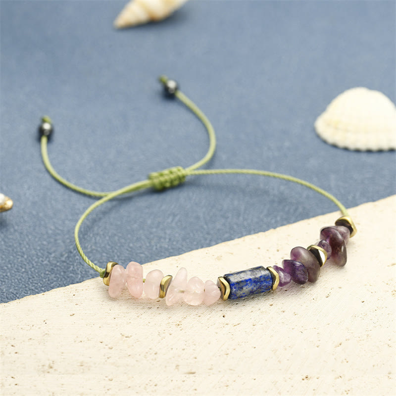 Amethyst Rose Quartz Lapis Lazuli Healing Bracelet