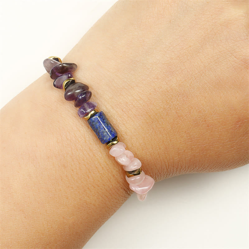 Amethyst Rose Quartz Lapis Lazuli Healing Bracelet