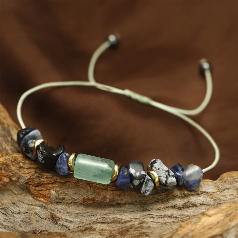 New Job Obsidian Bracelet with Green Aventurine & Sodalite for Luck