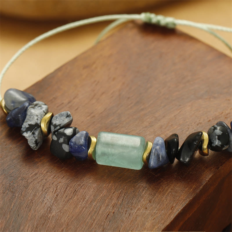 New Job Obsidian Bracelet with Green Aventurine & Sodalite for Luck