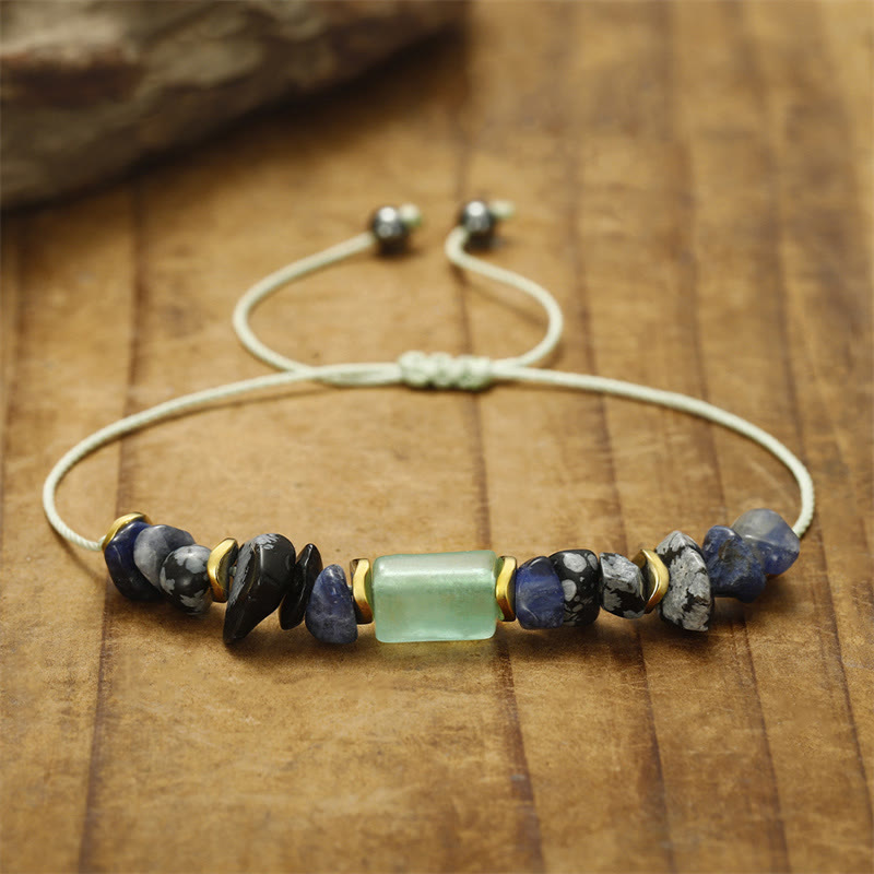 New Job Obsidian Bracelet with Green Aventurine & Sodalite for Luck
