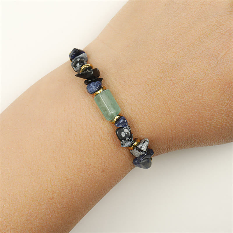New Job Obsidian Bracelet with Green Aventurine & Sodalite for Luck