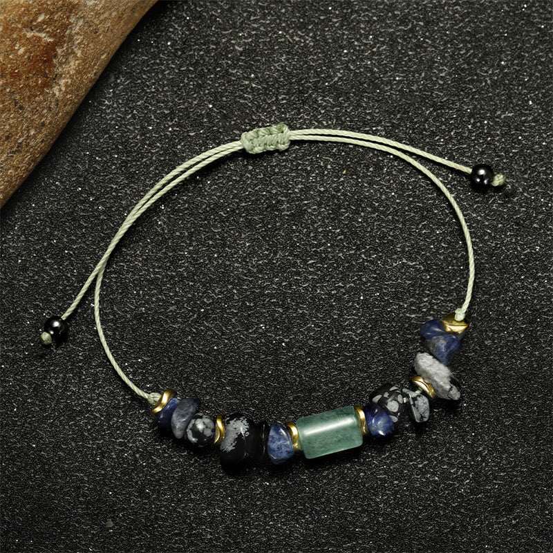 New Job Obsidian Bracelet with Green Aventurine & Sodalite for Luck
