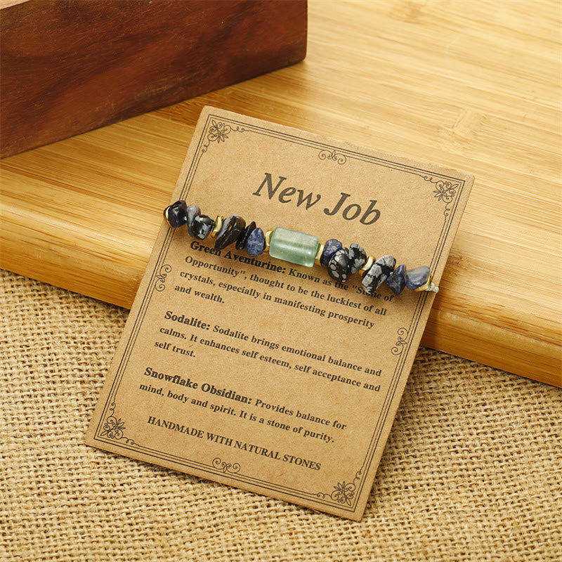 New Job Obsidian Bracelet with Green Aventurine & Sodalite for Luck