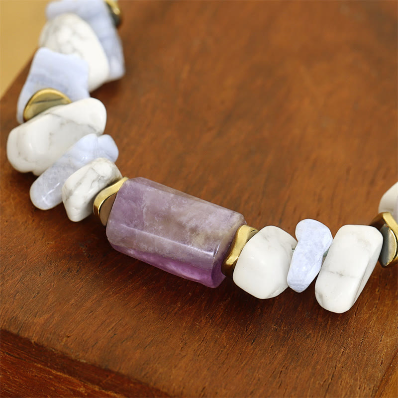 Amethyst Blue Lace Agate De-Stress Healing Bracelet 14-24cm