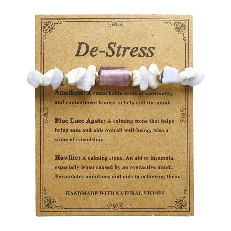 Amethyst Blue Lace Agate De-Stress Healing Bracelet 14-24cm