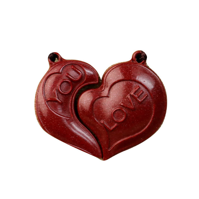 Natural Cinnabar Love Heart Blessing Necklace
