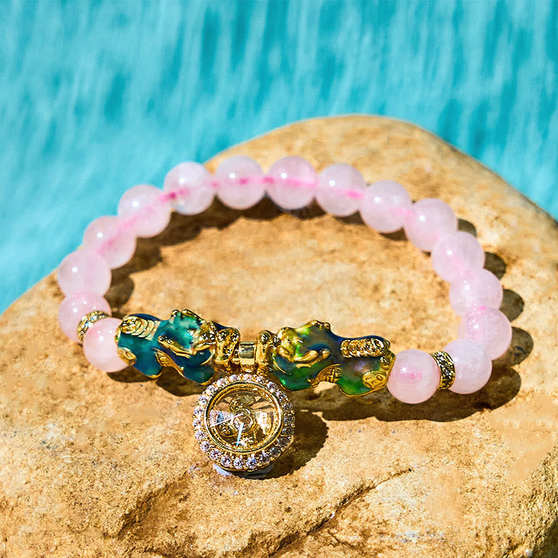 8mm Pink Crystal Color Change Pixiu Warmth Bracelet