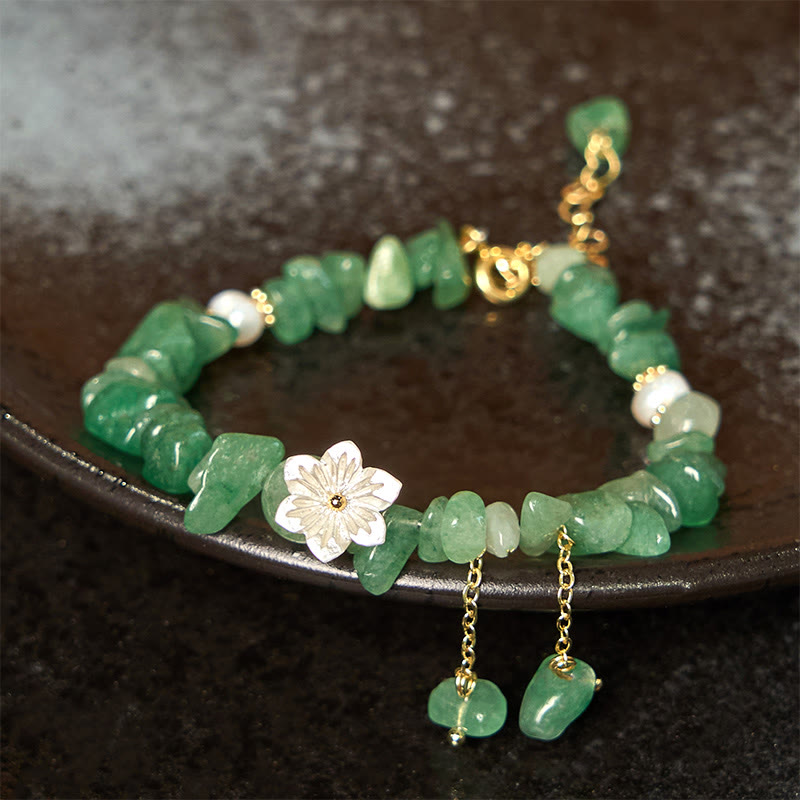 Strawberry Quartz Bracelet Green Strawberry & Super Seven