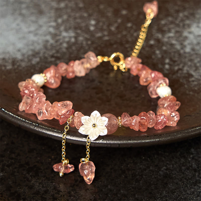 Strawberry Quartz Bracelet Green Strawberry & Super Seven