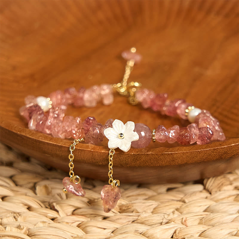 Strawberry Quartz Bracelet Green Strawberry & Super Seven