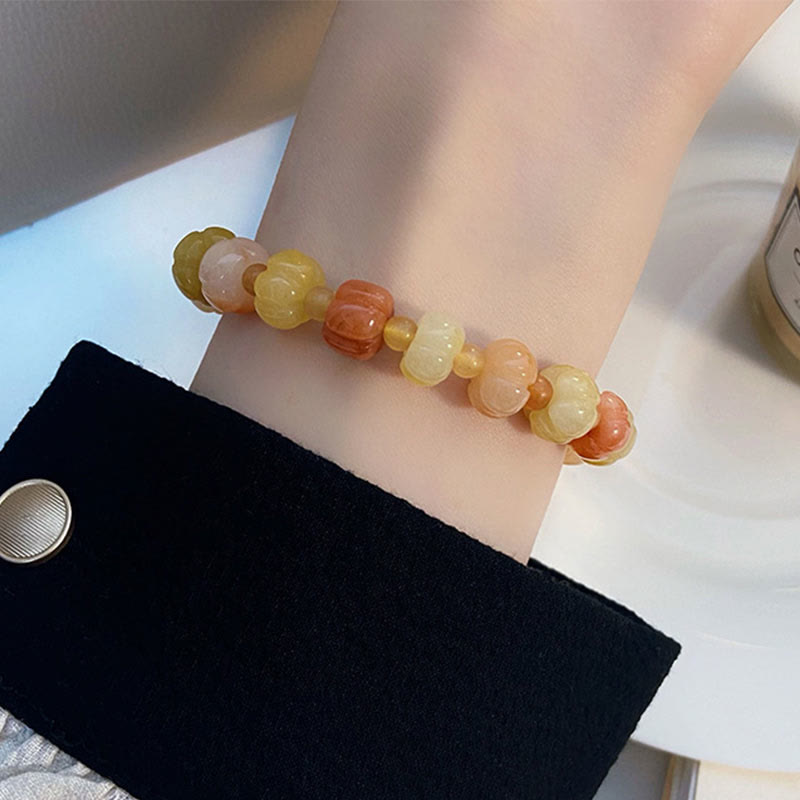 6x8mm Golden Silk Jade Bracelet for Wealth and Luck