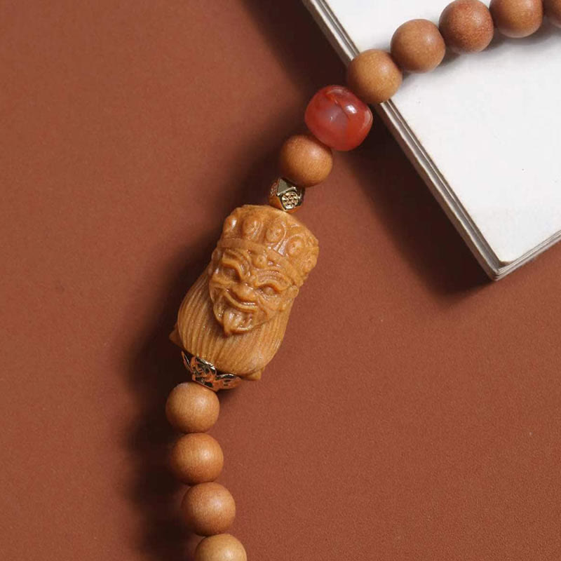 South Red Agate Sandalwood Bracelet for Wealth and Protection