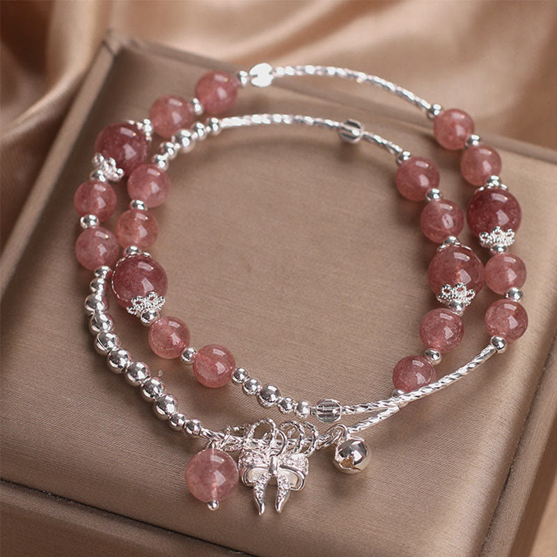 6mm Strawberry Quartz Love Healing Bracelet for Women