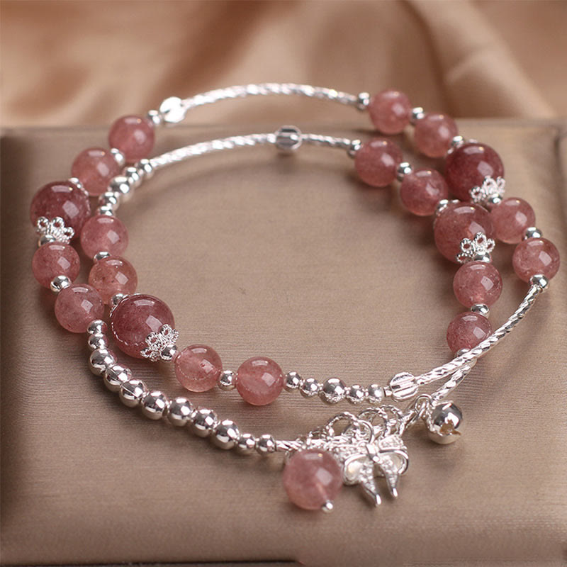 6mm Strawberry Quartz Love Healing Bracelet for Women