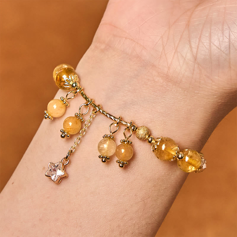 8mm Yellow Rutilated Quartz Auspiciousness Bracelet