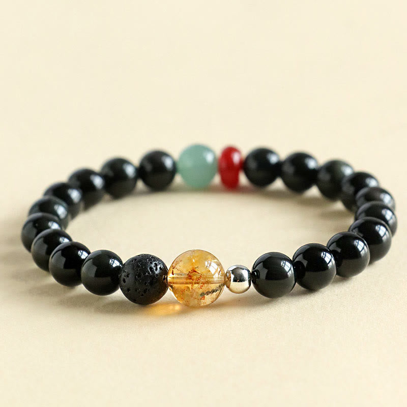 8mm Black Obsidian Strength Bracelet for Fulfillment