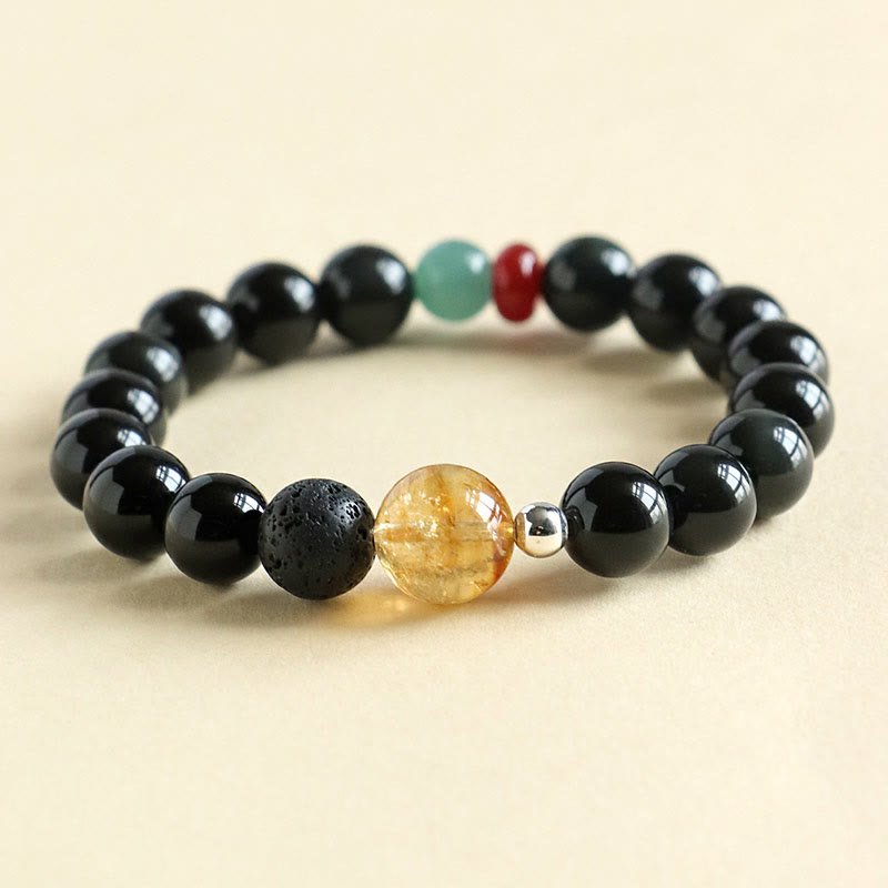 8mm Black Obsidian Strength Bracelet for Fulfillment