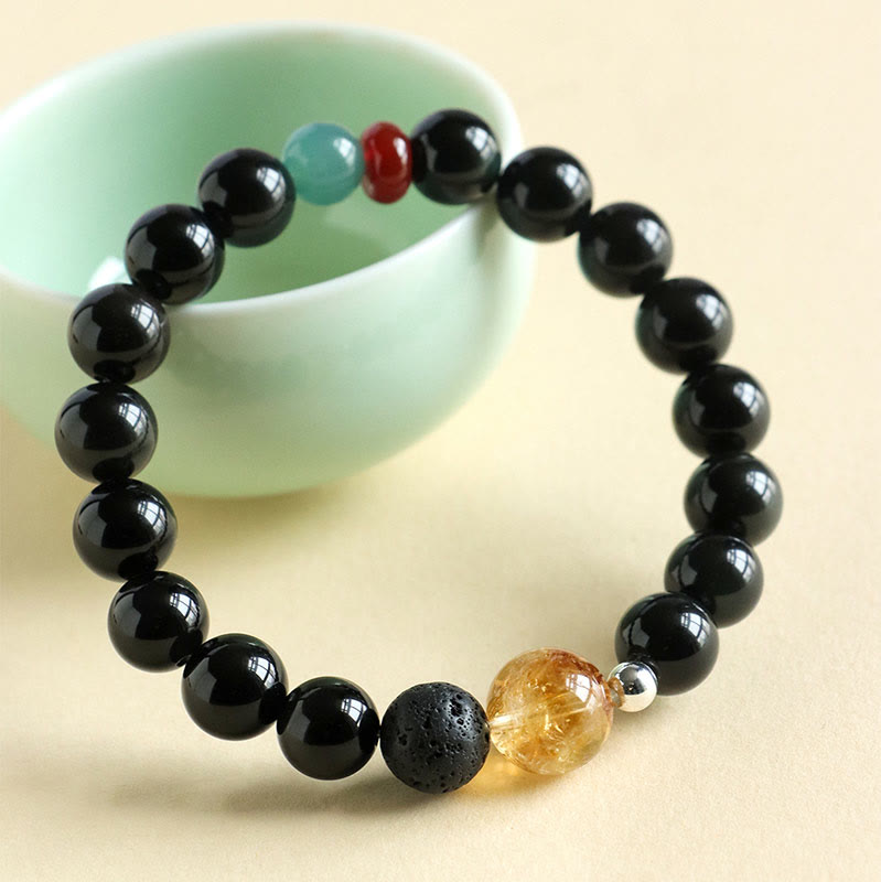 8mm Black Obsidian Strength Bracelet for Fulfillment
