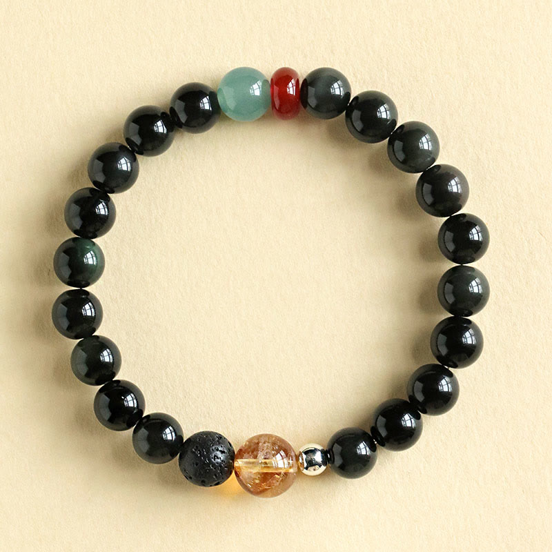 8mm Black Obsidian Strength Bracelet for Fulfillment