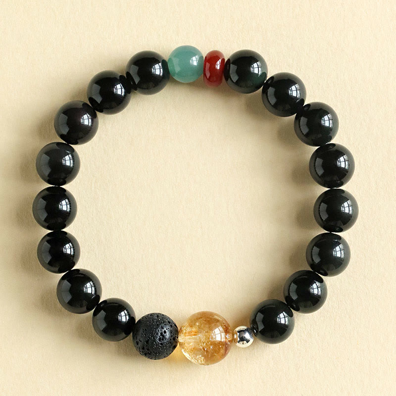 8mm Black Obsidian Strength Bracelet for Fulfillment