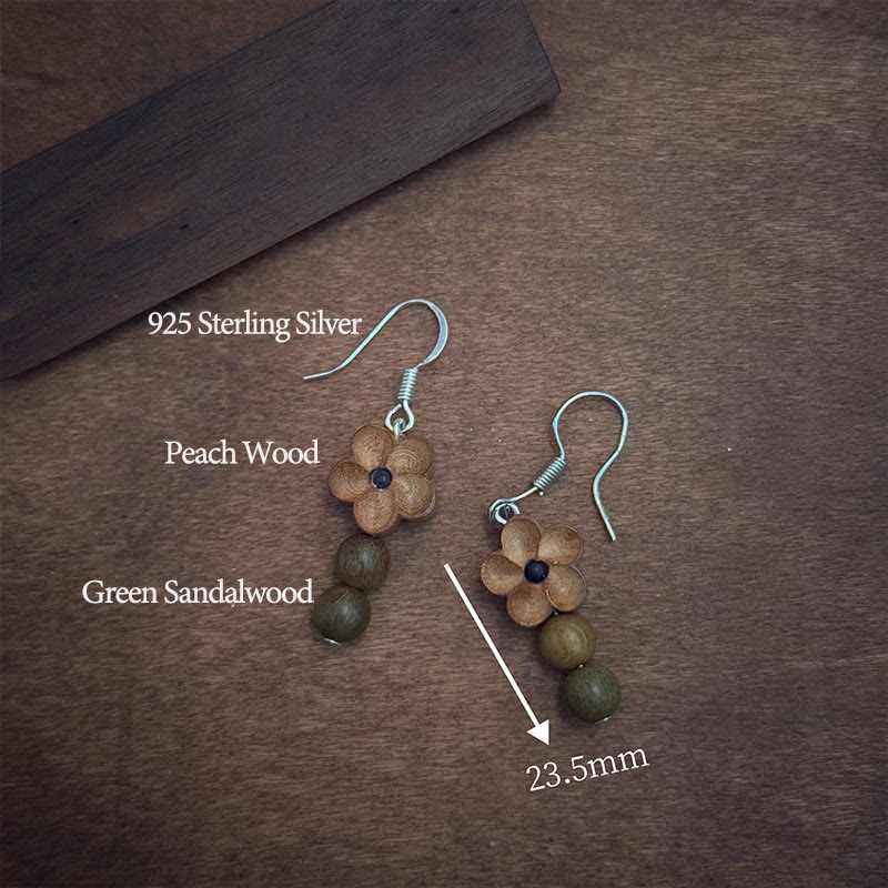 Peach Wood & Green Sandalwood Luck Earrings