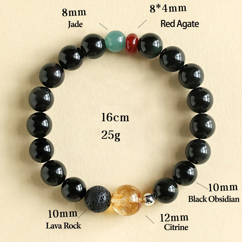 8mm Black Obsidian Strength Bracelet for Fulfillment