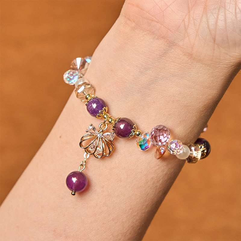 8 mm Amethyst Citrin Perlen Muschel Peace Armband für Damen