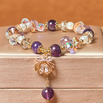8 mm Amethyst Citrin Perlen Muschel Peace Armband für Damen
