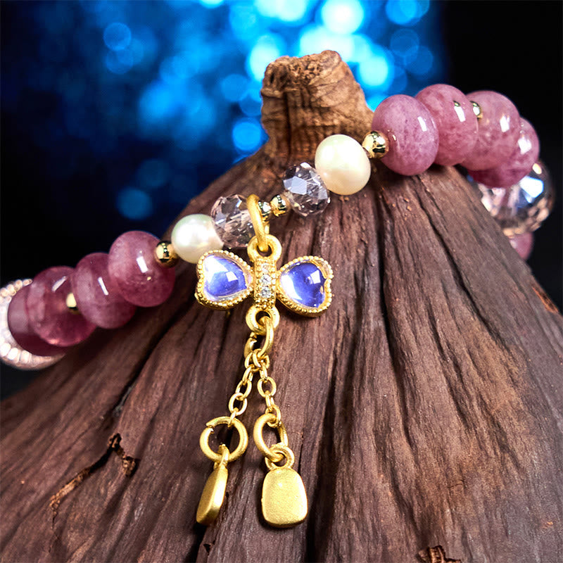 10mm Rose Quartz Peace Buckle Bracelet for Women