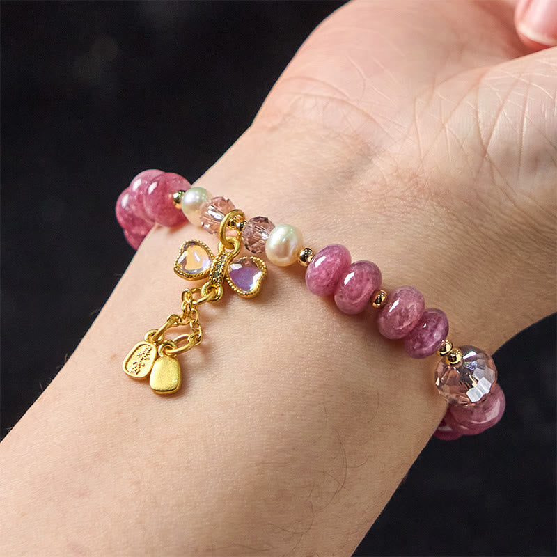 10mm Rose Quartz Peace Buckle Bracelet for Women
