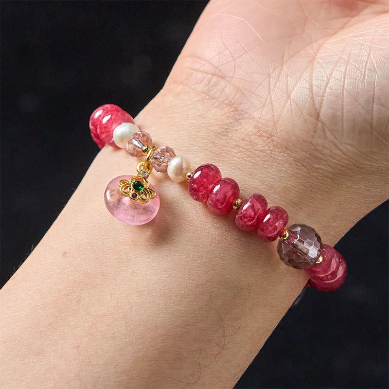 10mm Rose Quartz Peace Buckle Bracelet for Women