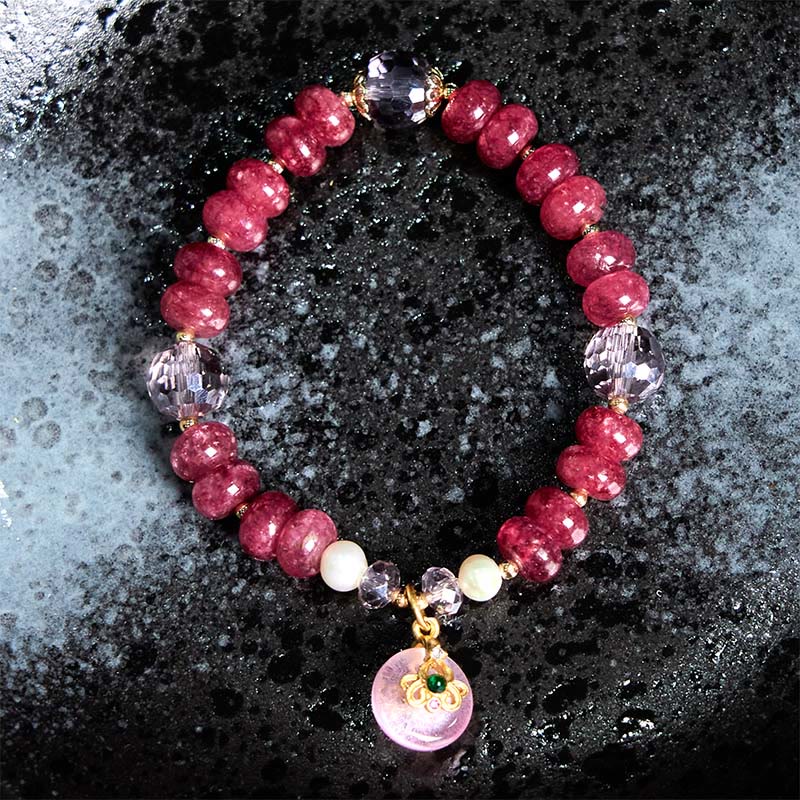 10mm Rose Quartz Peace Buckle Bracelet for Women