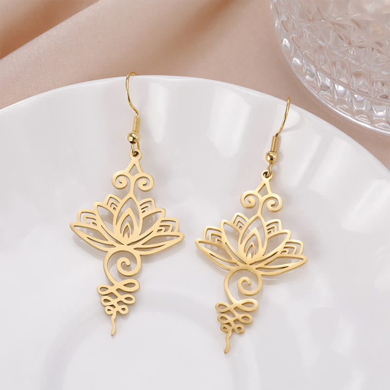 Silver Lotus Earrings Hollow Flower 27mm Enlightenment