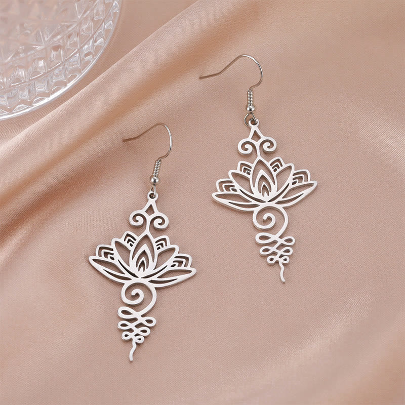 Silver Lotus Earrings Hollow Flower 27mm Enlightenment