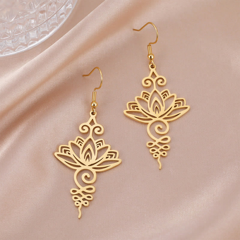 Silver Lotus Earrings Hollow Flower 27mm Enlightenment