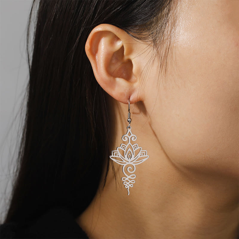 Silver Lotus Earrings Hollow Flower 27mm Enlightenment