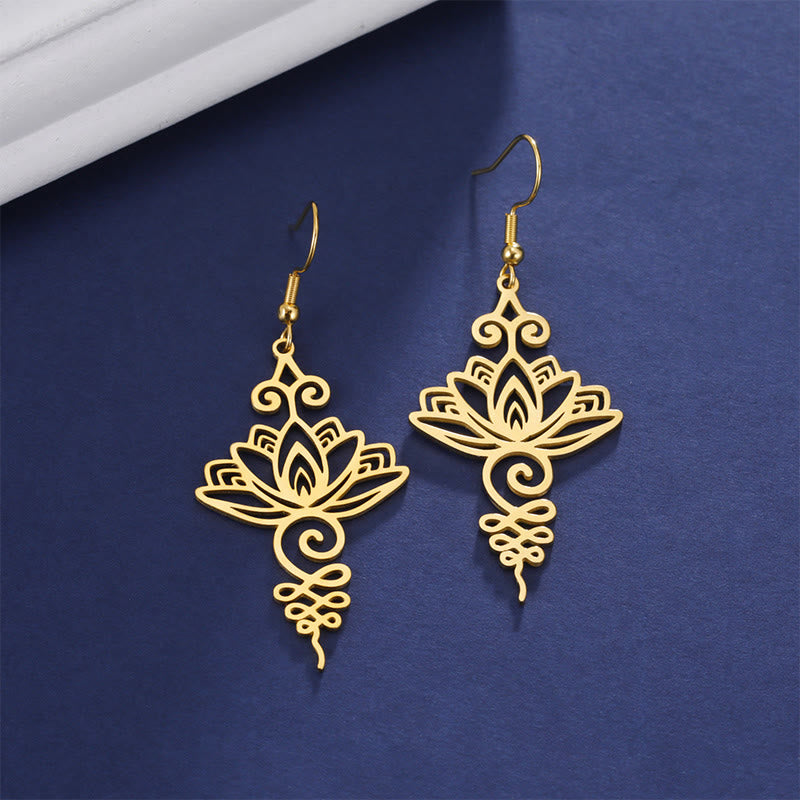 Silver Lotus Earrings Hollow Flower 27mm Enlightenment