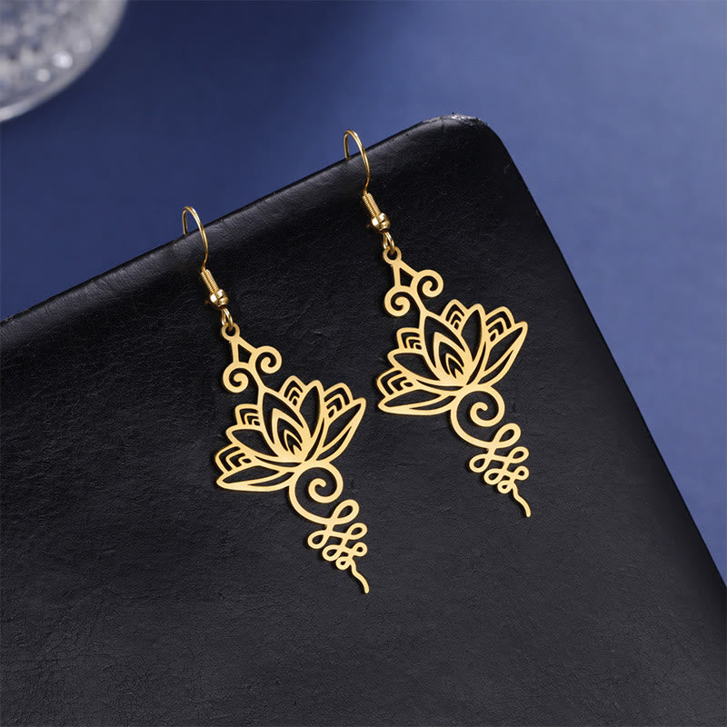 Silver Lotus Earrings Hollow Flower 27mm Enlightenment
