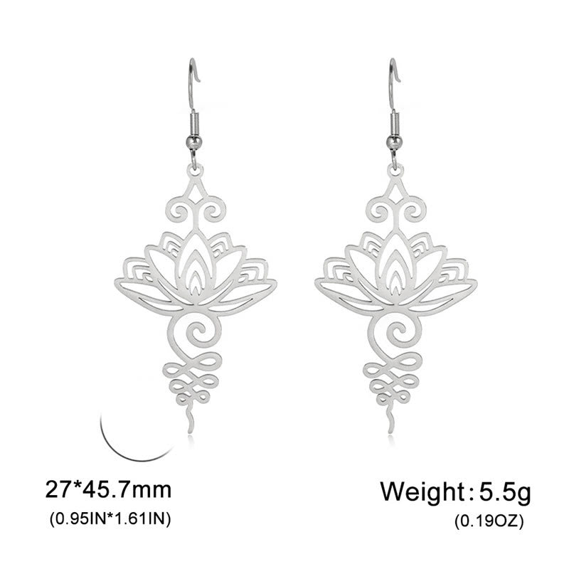 Silver Lotus Earrings Hollow Flower 27mm Enlightenment